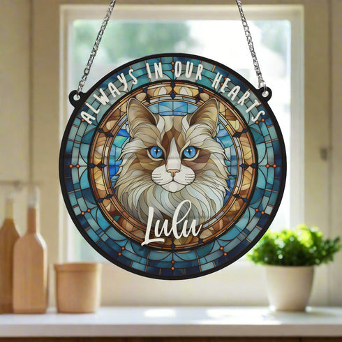 Cat Ragdoll Memorial Stained Glass Effect Suncatcher